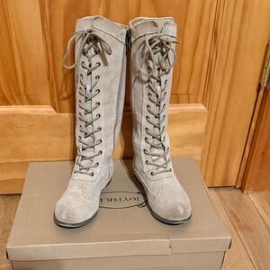 Joyfolie Girl’s Cream Lace-Up Boots